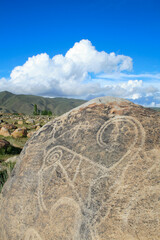 Ancient stone carvings at Cholpon Ata, Kyrgyzstan