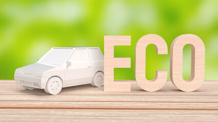 The car and eco text for technology and transport concept 3d rendering.