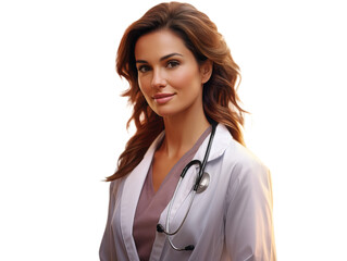 A portrait of the beautiful young brunette medic student.