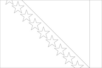 Bosnia and Herzegovina flag - thin black vector outline wireframe isolated on white background. Ready for colouring.