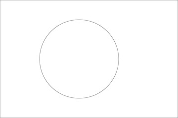 Bangladesh flag - thin black vector outline wireframe isolated on white background. Ready for colouring.