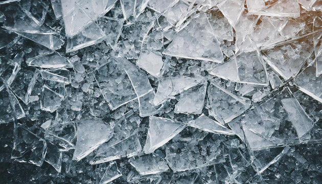Abstract background with glass broken into large number of pieces and cracks