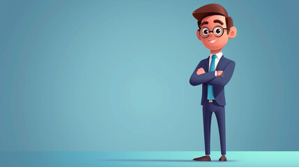 Cartoon businessman on a blue background