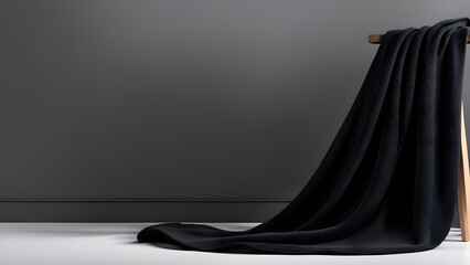 Naklejka premium Soft Elegance 3D Black Throw Blanket for Photography Studio Backdrops and Cozy Travel Banners