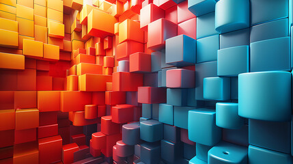Fototapeta premium Vibrant abstract 3D wallpaper featuring colorful shapes, ideal for futuristic design concepts