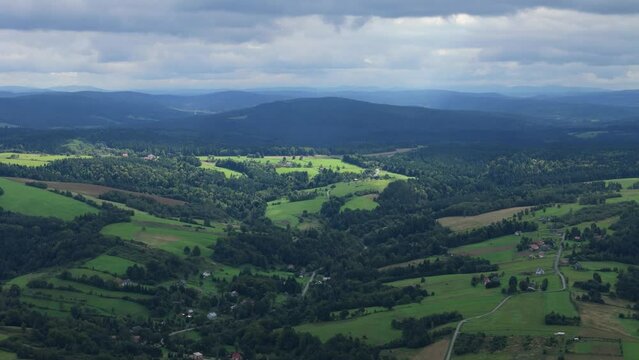 Beautiful Landscape Forest Mountains Bieszczady Bircza Aerial View Poland