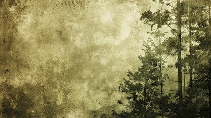 Rustic sepia and forest green textured background, conveying nostalgia and nature. - obrazy, fototapety, plakaty