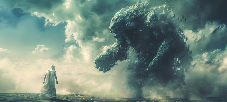Greek mythology monsters vs gods, ai generative