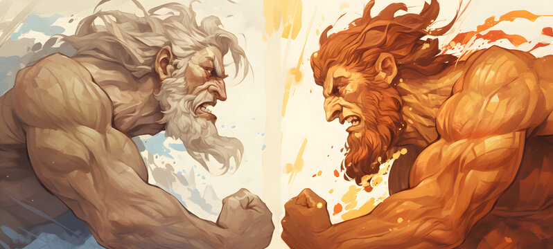 Greek mythology monsters vs gods, ai generative