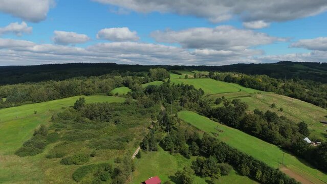 Beautiful Landscape Forest Mountains Bieszczady Bircza Aerial View Poland