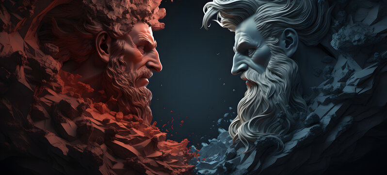 Greek mythology monsters vs gods, ai generative