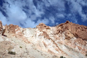 Rocks of canyon in Chebika mountain oasis in Tozeur Governorate, Tunisia