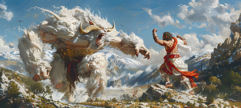 Greek mythology monsters vs gods, ai generative