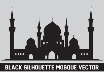 Mosque Black Silhouette Icon Vector Illustration for islamic Element Vector