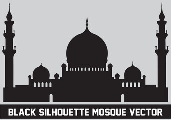 Mosque Black Silhouette Icon Vector Illustration for islamic Element Vector