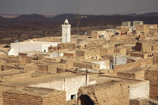 View of party abandoned Toujane Berber village near Matmata city, Kebili Governorate, Tunisia