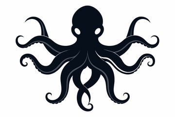 Octopus silhouette on white background