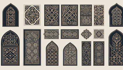 set of patterns or pattern with flowers islam or ornamental wrought iron gate or ornamental wrought door or ornamental wrought iron gate in the palace