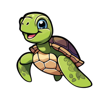 cute smiling baby sea turtle vector illustration