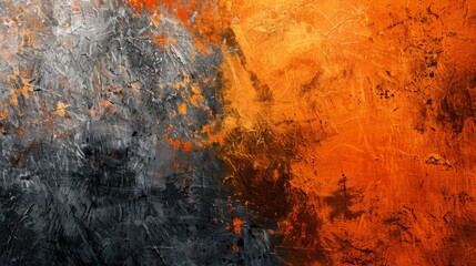 Vibrant tangerine and charcoal textured background, symbolizing enthusiasm and stability.
