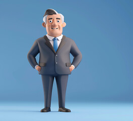 3d cartoon character of office man, generative ai