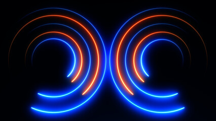 Abstract background with glowing neon circles 