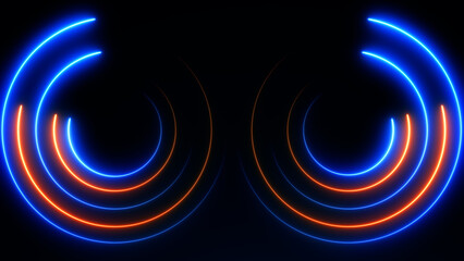 Abstract background with glowing neon circles 