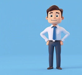 3d cartoon character of office man, generative ai