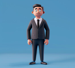 3d cartoon character of office man, generative ai