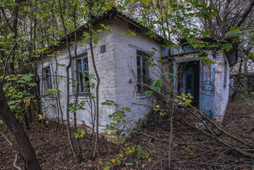 Cottage in Illinci abandoned village in Chernobyl Exclusion Zone, Ukraine