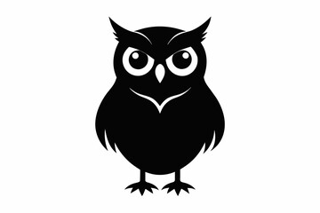 owl silhouette and black on white background