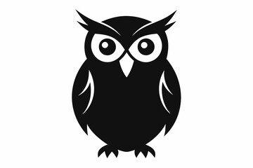 owl silhouette and black on white background