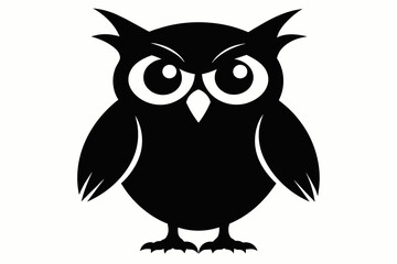 owl silhouette and black on white background
