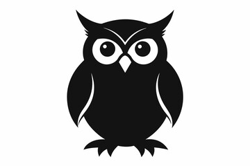 owl silhouette and black on white background