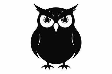owl silhouette and black on white background