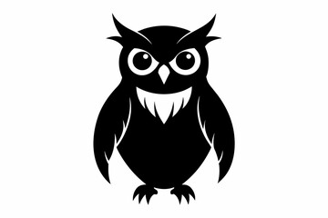 Fototapeta premium owl silhouette and black on white background