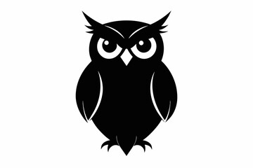 owl silhouette and black on white background