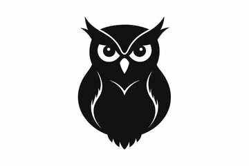 owl silhouette and black on white background