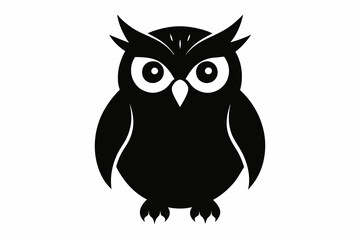 owl silhouette and black on white background