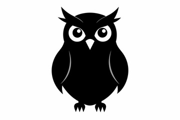 owl silhouette and black on white background