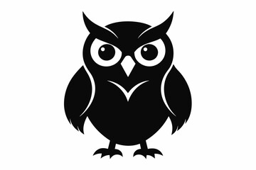 owl silhouette and black on white background