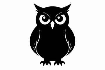 owl silhouette and black on white background