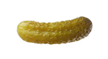 One tasty pickled cucumber isolated on white