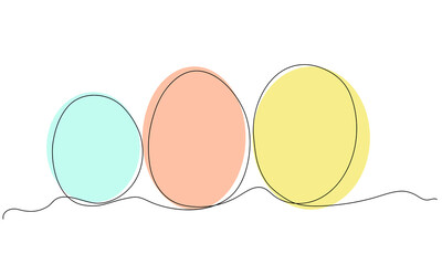 Easter eggs hand drawn, one line .Multicolored eggs. Doodle drawing