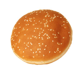 One fresh hamburger bun isolated on white