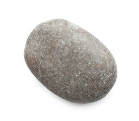 One grey stone isolated on white, top view