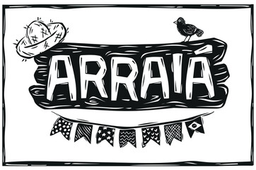 Poster for Arrai?, traditional Brazilian festival. Festa Junina in the Brazilian cordel style..eps