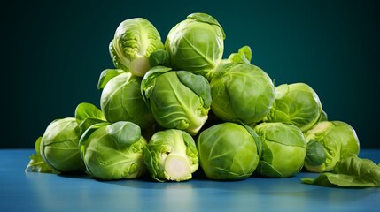 Teal Temptation Brussels Sprouts on Vibrant Background