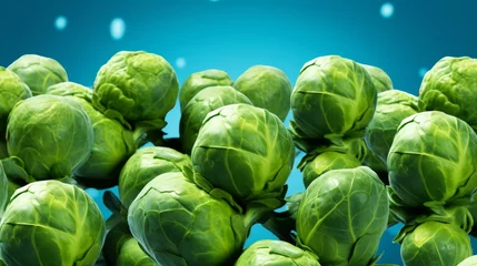 Foto op Canvas Teal Treat Brussels Sprouts on Teal Background © Muhammad