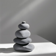 Balanced Zen Stones with Shadows